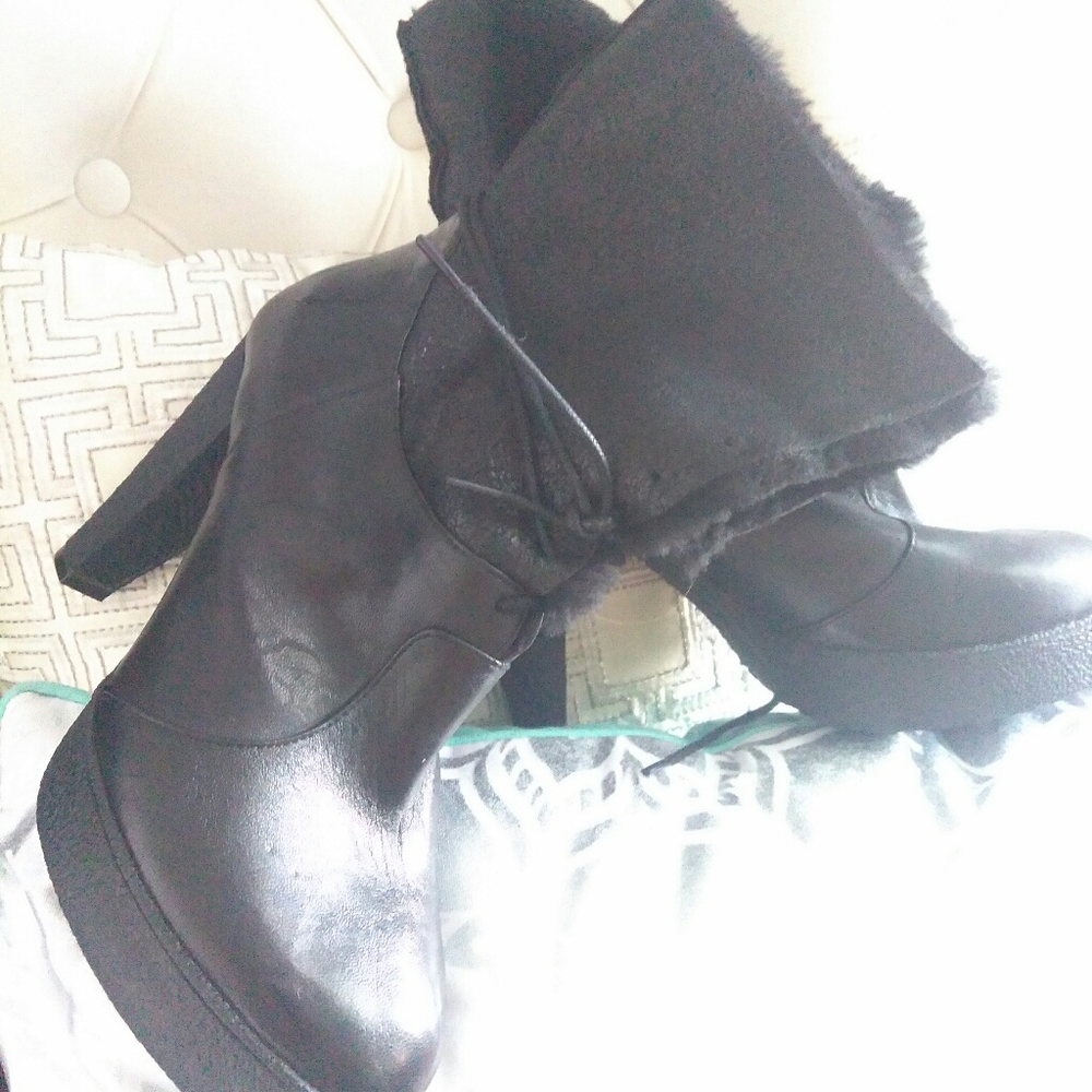 Black leather boots